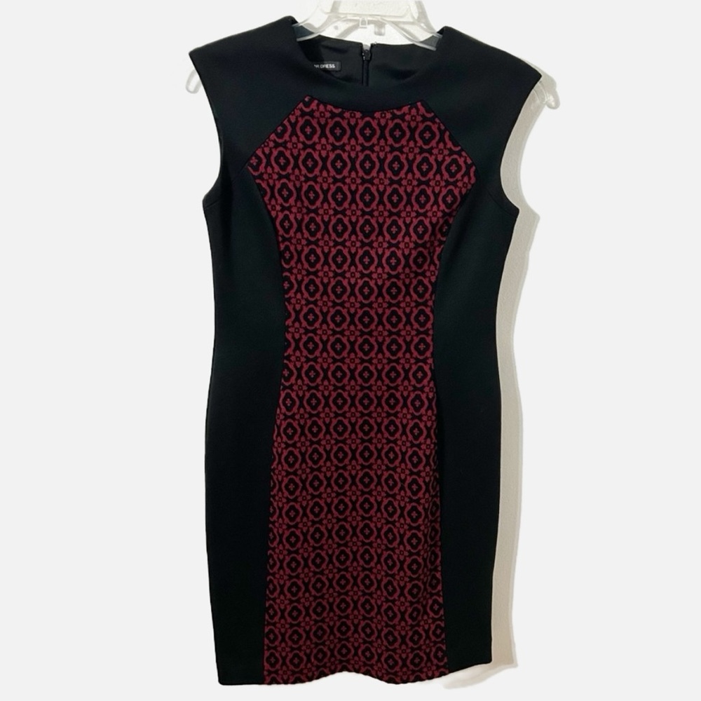 Jones New York Midi Length Sleeveless Dress Front Panel Print Partially Lined